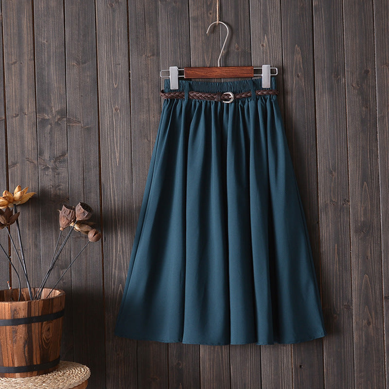 Women Solid Color High Waist Loose Casual Simple Skirt