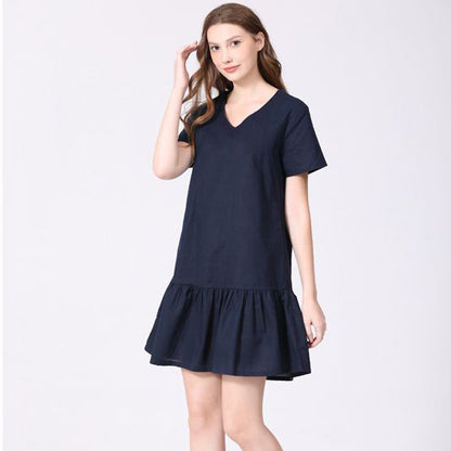 Vestido de lactancia de algodón y lino de manga corta informal de moda de verano para mujeres embarazadas