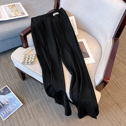 Women Fashion Casual Plus Size Solid Color Straight Pants