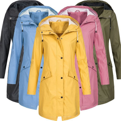 Plus Size Fashion Casual Autumn Winter Women Outdoor Solid Color Hooded Trench Coat