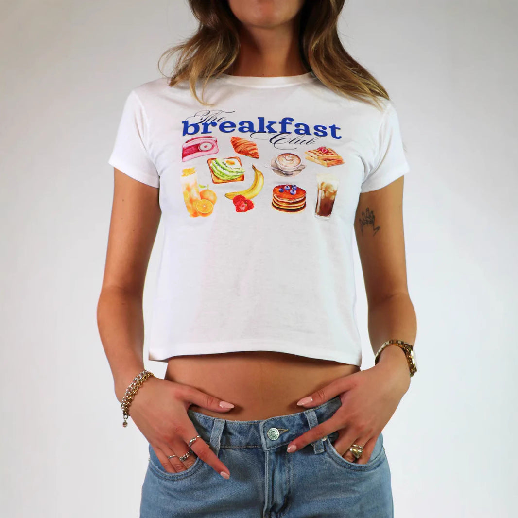 Camiseta de manga corta con estampado casual de moda para mujer