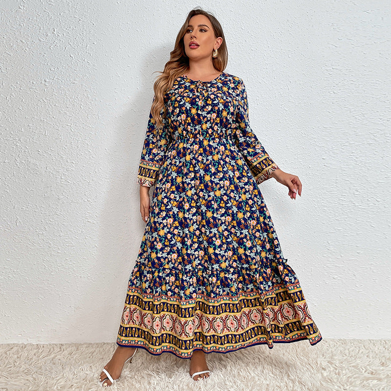 Vestido informal con estampado de flores diminutas para mujer, talla grande