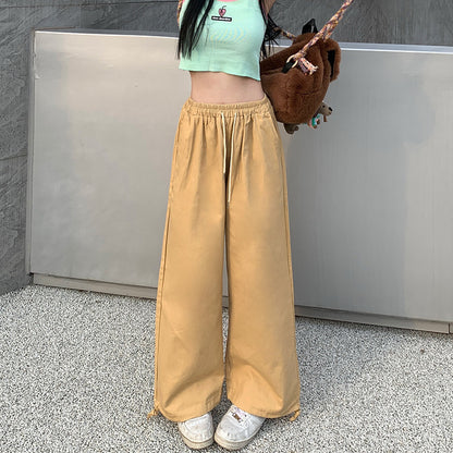 Plus Size Women Casual High Waist Loose Comfortable Straight Casual Cargo Pants