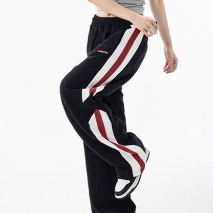 Sports Women Stripe Spring Loose Casual Straight Leg Cargo Pants