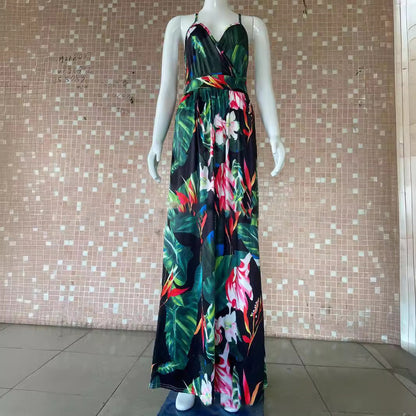 Vestido camisola holgado con cuello en V y estampado floral para mujer, informal, de vacaciones