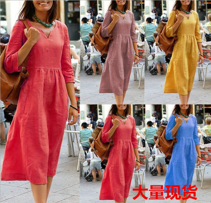 Women Casual Autumn And Winter Long Sleeve Plus Size Loose Dress