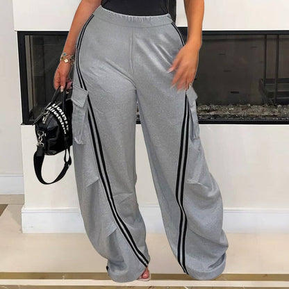 Women Fashion Casual Loose Strip Pants