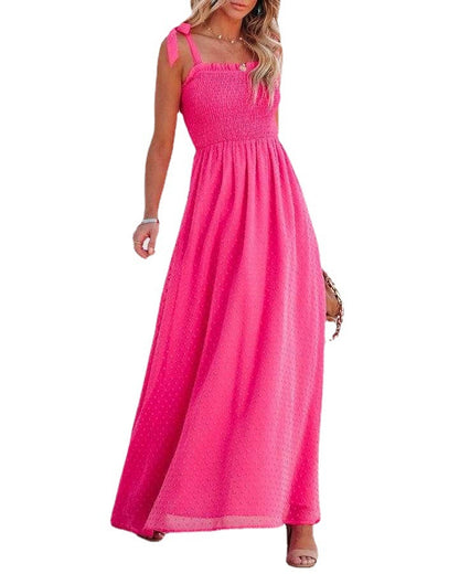 Summer Women Casual Fashion Sling Chiffon Maxi Dress