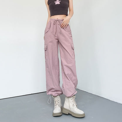 Hip-Hop Style Women Fashion Drawstring Casual Wide-Leg Jogger Pants