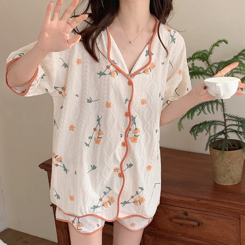 Conjunto de pijama informal de manga corta y pantalones cortos para mujer