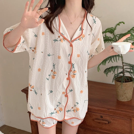 Conjunto de pijama informal de manga corta y pantalones cortos para mujer