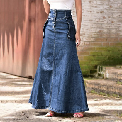 Women Fashion Casual Denim Long Skirt