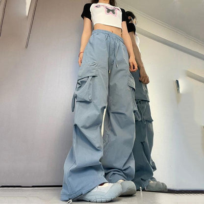 Women Fashion Loose Casual Wide Leg Cargo Pants