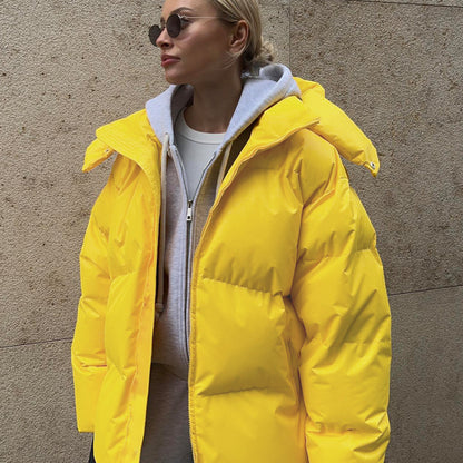Chaqueta informal holgada de color liso para mujer de invierno