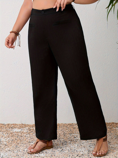 Pantalones casuales de pierna ancha y talla grande para mujer