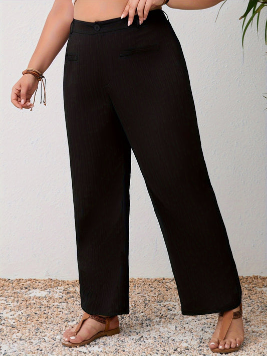 Pantalones casuales de pierna ancha y talla grande para mujer
