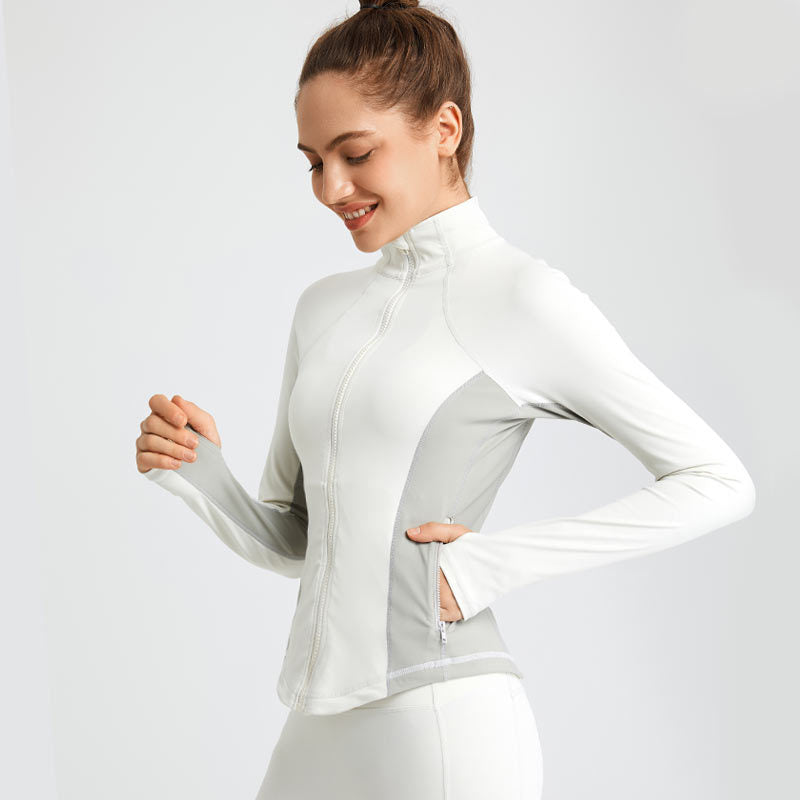 Women Fashion Casual Long Sleeve Zipper Cardigan Stretch Quick Dry Running Yoga Sports Jacket