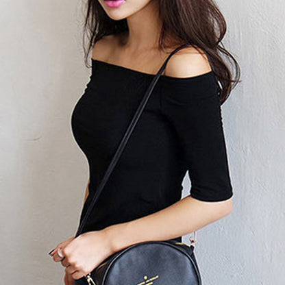 Camiseta informal con hombros descubiertos para mujer