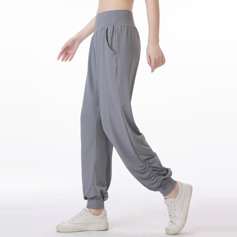Women'S Casual Solid Color High Waist Quick-Dry Sweatpants