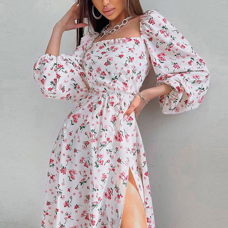 Vestido informal con abertura lateral y estampado floral para mujer
