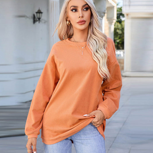 Sudadera informal holgada de manga larga con cuello redondo para mujer de otoño e invierno
