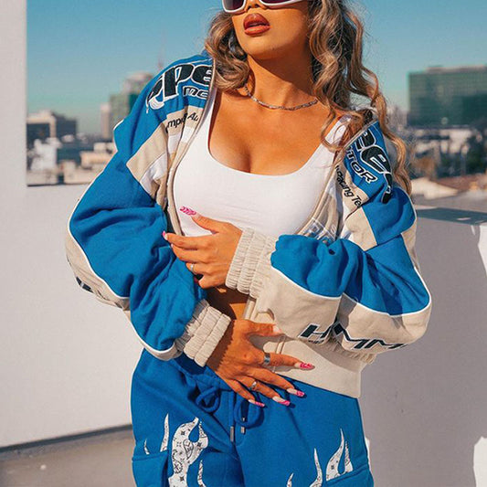 Abrigo de béisbol de manga larga con estampado holgado e informal a la moda para mujer