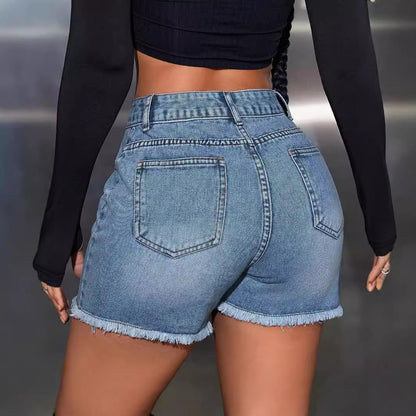 Women Fashion Casual High Waist Loose Denim Shorts
