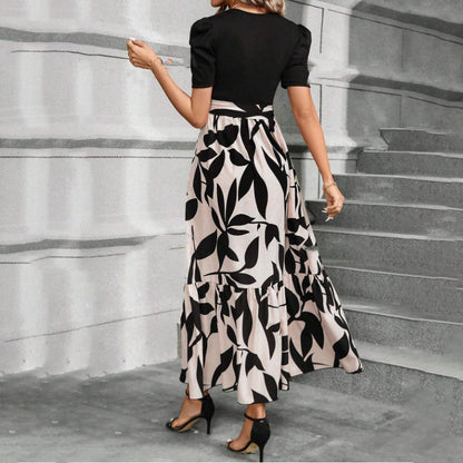 Women Casual Elegant Floral Print Round Neck Short-Sleeve Dress