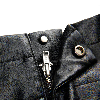 Women PU Leather High Waist Button Loose Casual Wide Leg Shorts