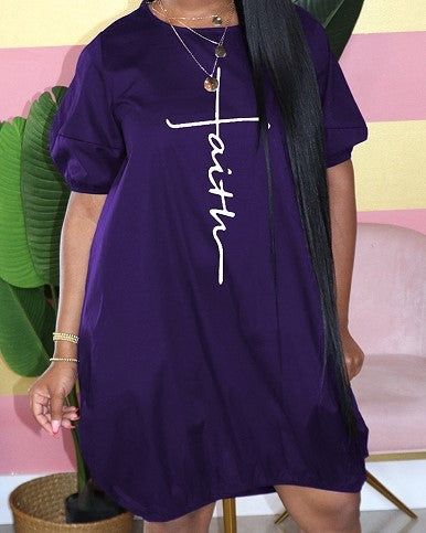 Women Fashion Casual Plus Size Printed Dress