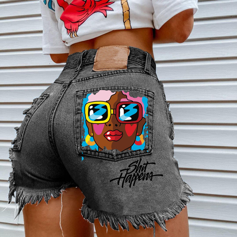 Women Summer Loose Edgy Vintage Casual High Waist Denim Shorts