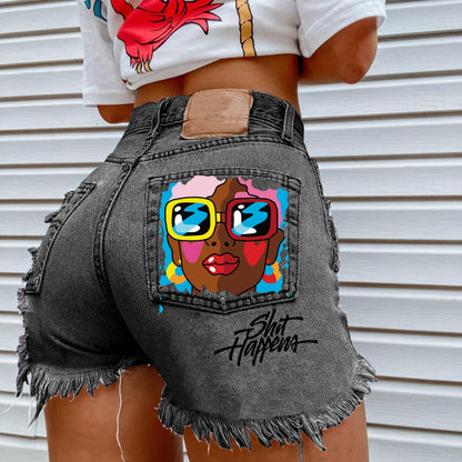 Women Summer Loose Edgy Vintage Casual High Waist Denim Shorts