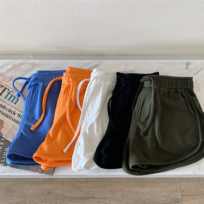 Women Summer Loose High Waist Casual Solid Color Sports Wide Leg Shorts