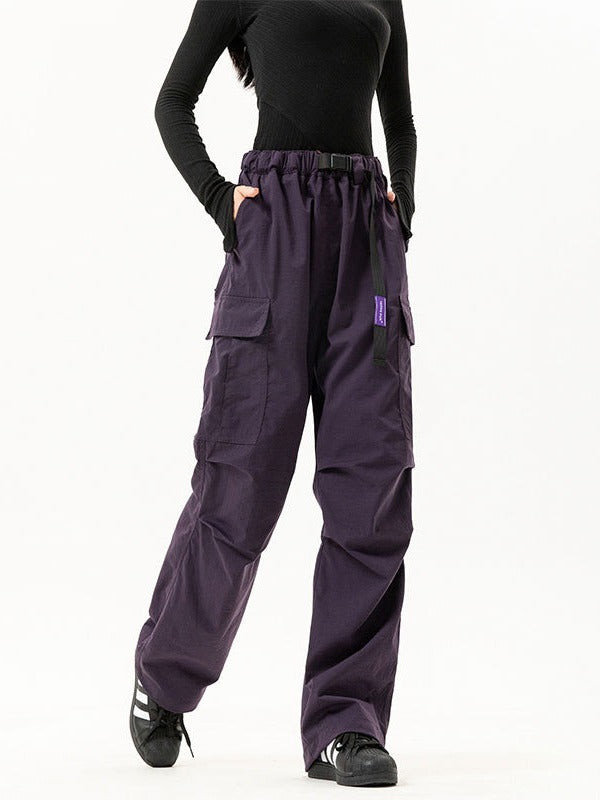 Fashion Women Multi-Pocket High Waist Wide Leg Casual Cargo Pants