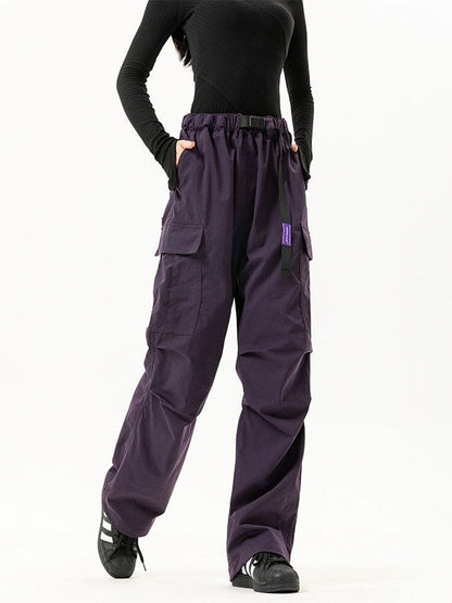 Fashion Women Multi-Pocket High Waist Wide Leg Casual Cargo Pants