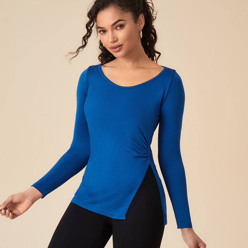 Top de manga larga ajustado informal para yoga y fitness para mujer