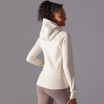 Women Casual Outdoor Running Sport Zip Hooded Top