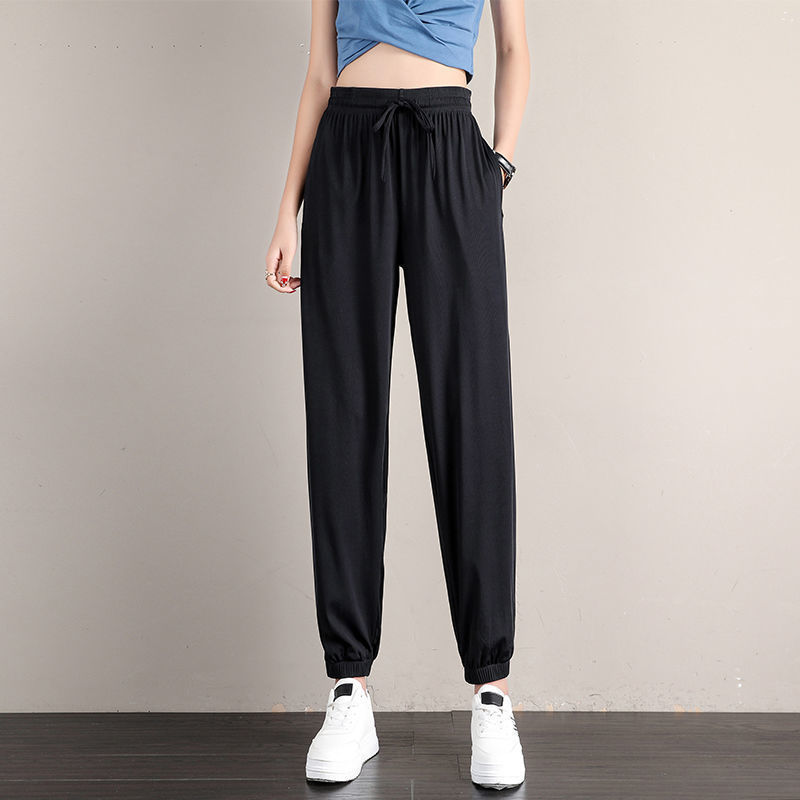 Ice Silk Sports Pants Women Student Loose Summer Thin Casual Jogger Pants