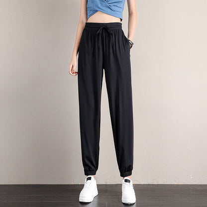 Ice Silk Sports Pants Women Student Loose Summer Thin Casual Jogger Pants