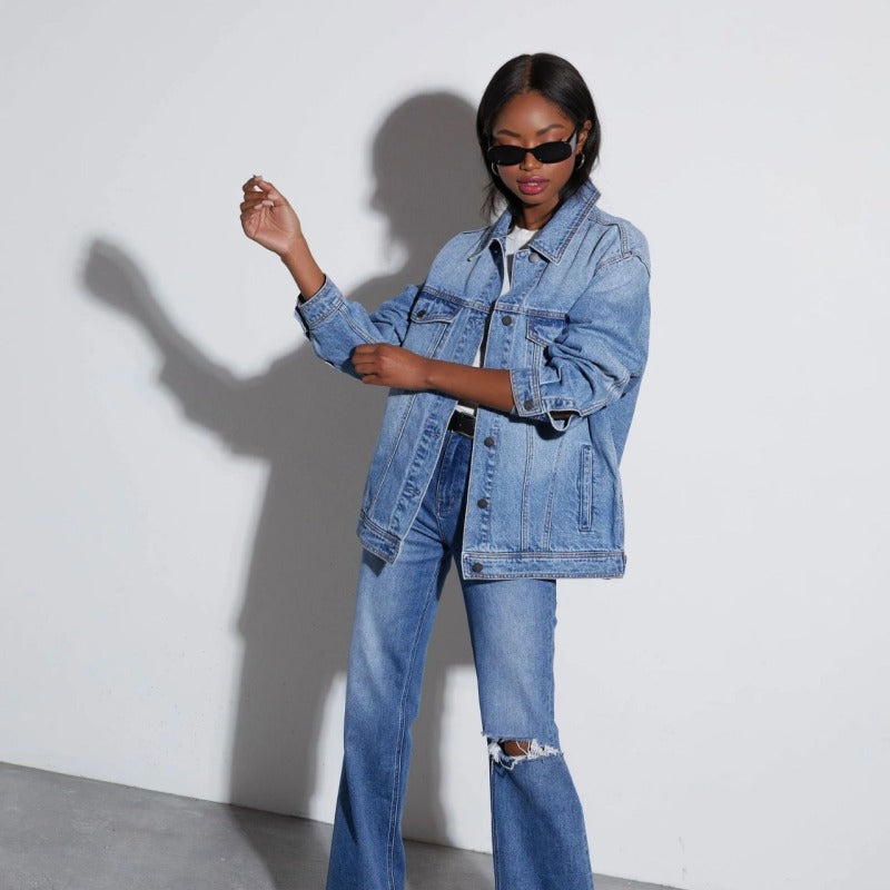 Chaqueta vaquera cómoda e informal de moda para mujer