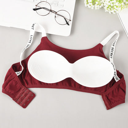 Women Basic Casual Letter Printing Color Blocking Breathable Bra