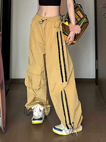 Vintage Casual Pants Women'S Short Summer Distinctive Straight Wide Leg Pants Loose High Waist Sports Pants