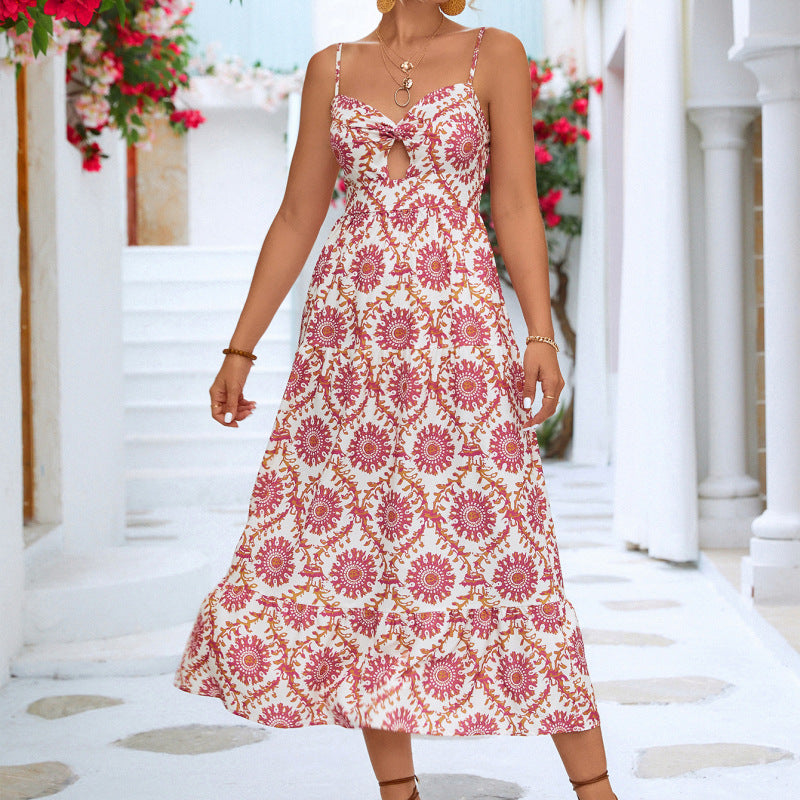 Summer Vacation Women Casual Boho Sunflower Print Sundress