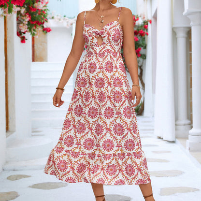 Summer Vacation Women Casual Boho Sunflower Print Sundress