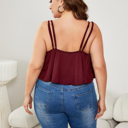 Plus Size Women Casual Summer Basic Solid Color U Neck Tank Top