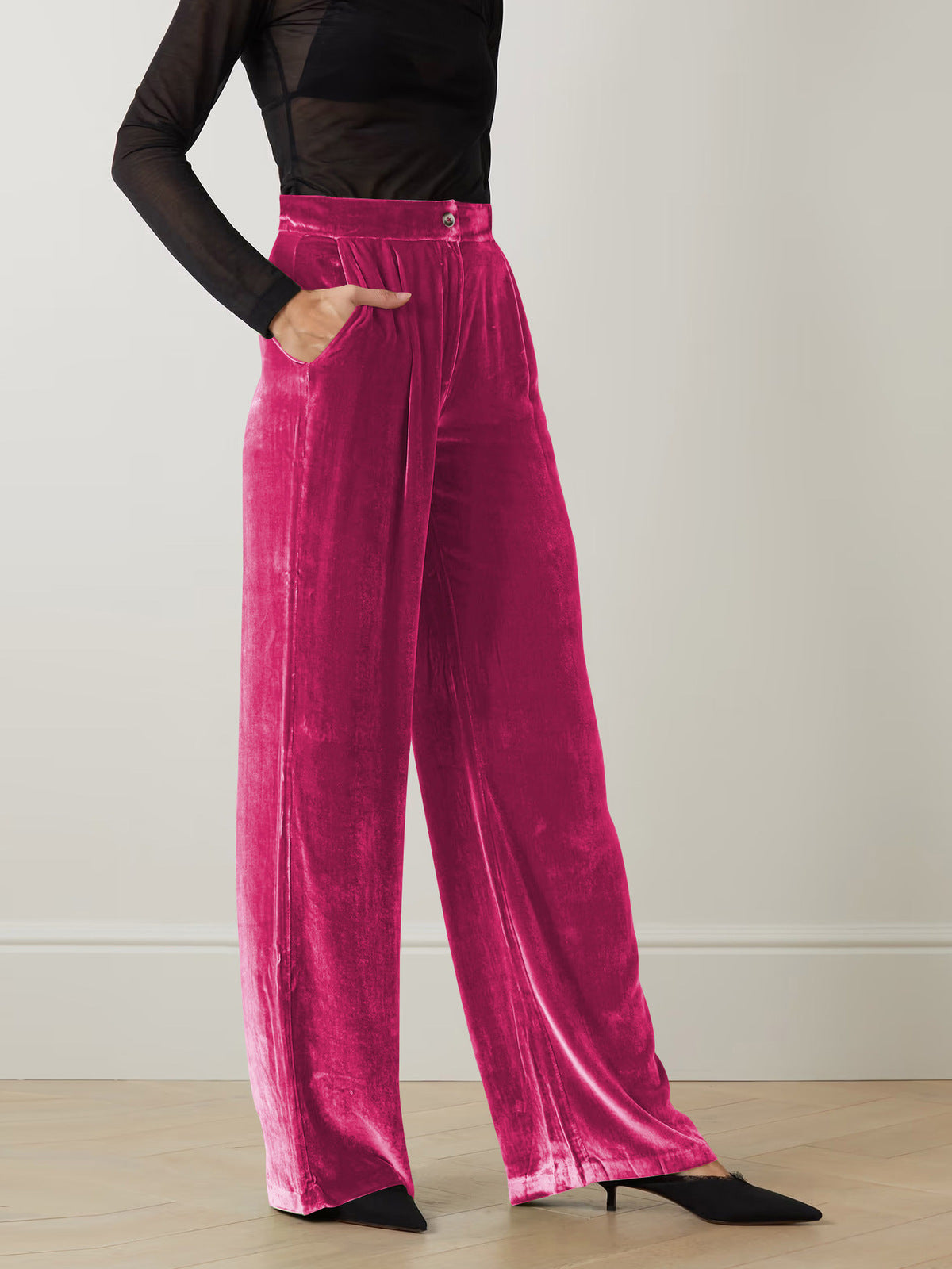 Women Fashion Casual Loose Solid Color Plush Pants