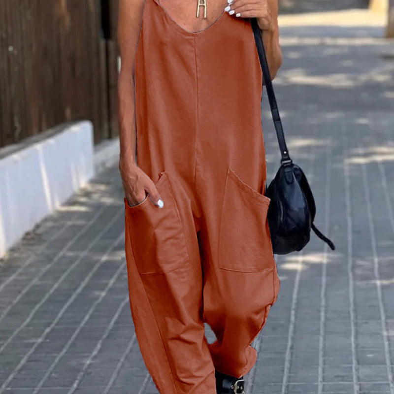 Women'S Fashion Casual Loose Suspender Jumpsuit