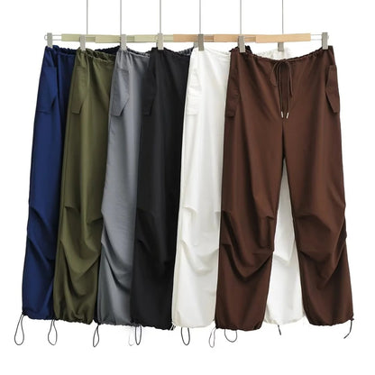Women Fashion Drawstring Leg Casual Pants Thin Crowd Pants