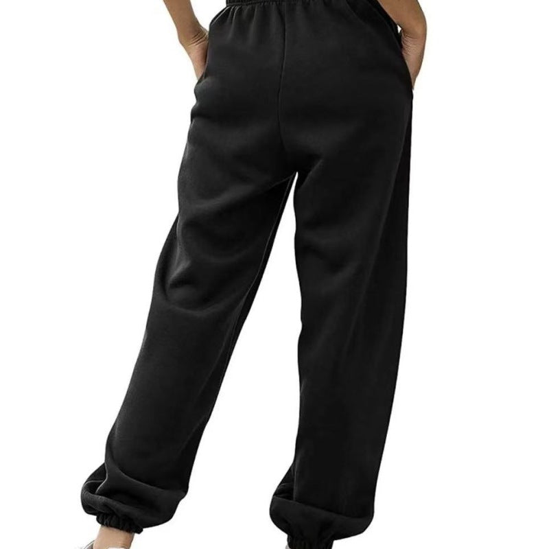 Women'S Casual Solid Color Loose Comfortable Drawstring Waist Fitness Jogger Pants