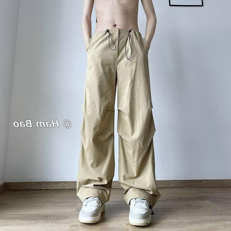 Women Fashion Casual Solid Color Loose Straight Pants